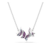 Swarovski Idyllia Necklace, Round Cut, Butterfly, Purple, Rhodium Plated