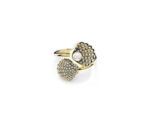 Swarovski Idyllia open ring, Crystal pearl, Shell, White, Gold-tone plated