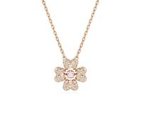Idyllia pendant, Clover, White, Rose gold-tone plated