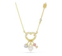 Swarovski Idyllia pendant, Mixed cuts, Heart, Key, Pink, Gold-tone plated