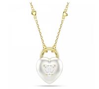 Swarovski Idyllia pendant, Mixed cuts, Heart, White, Gold-tone plated