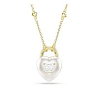 Swarovski Idyllia pendant, Mixed cuts, Heart, White, Gold-tone plated