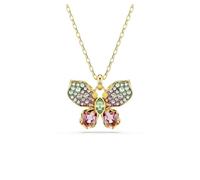 Swarovski Idyllia Pendant Necklace, Butterfly Motif with Multicoloured Mixed-Cut Crystals in a Gold-Tone Finished Setting, Part of the Idyllia Collection