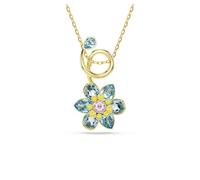 Swarovski Idyllia pendant, Mixed cuts, Flower, Blue, Gold-tone plated