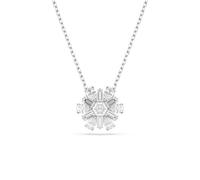 Swarovski Idyllia Pendant Necklace, Snowflake Motif with Clear Mixed-Cut Crystals in a Rhodium-Finished Setting, Part of the Idyllia Collection