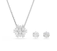 Idyllia set, Mixed cuts, Snowflake, White, Rhodium plated