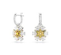 Swarovski Idyllia drop earrings, Flower, Yellow, Rhodium plated