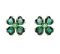 Swarovski Idyllia Stud Earrings, Green Crystals in a Clover Design with a Gold-Tone Plated Setting, from the Idyllia Collection