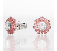 Idyllia stud earrings, Mixed cuts, Sun, Pink, Rhodium plated