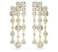 Swarovski Imber drop earrings, Round cut, Chandelier, White, Gold-tone plated