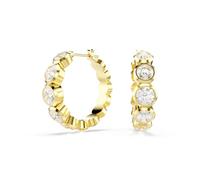 Swarovski Imber hoop earrings, Round cut, White, Gold-tone plated
