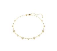 Swarovski Imber necklace, Round cut, Scattered design, White, Gold-tone plated