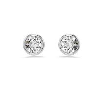 Swarovski Imber Pierced Stud Earrings, Centre Clear Round-Cut Crystals in a Rhodium Finished Puffy Bezel Setting, Part of the Swarovski Imber Collection