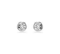Swarovski Imber Pierced Stud Earrings, Centre Clear Round-Cut Crystals in a Rhodium Finished Puffy Bezel Setting, Part of the Swarovski Imber Collection