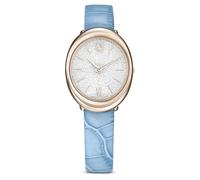 Swarovski Imber Watch, Swiss Made, Leather Strap, Blue, Champagne Gold-Tone Finish