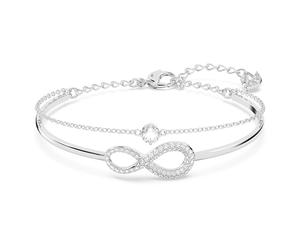 Swarovski Infinity bangle, Infinity, White, Rhodium plated
