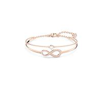 Swarovski Infinity Heart Double Row Rose Gold Tone White Crystal Bangle 5518871 M