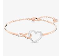 Swarovski Infinity bangle, Infinity and heart, White, Mixed metal finish