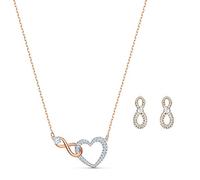 Hyperbola set, Infinity and heart, White, Mixed metal finish