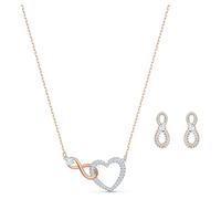Swarovski Infinity set, Infinity and heart, White, Mixed metal finish