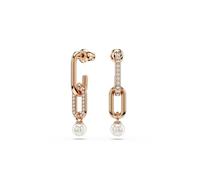 Swarovski Jewellery Swarovski Constella Round Cut Crystal Pearl Interconnecting Links Rose Gold Tone Drop Earrings 3.2 x 0.7cm