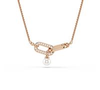 Swarovski Jewellery Swarovski Constella Round Cut Crystal Pearl Interconnecting Links Rose Gold Tone Necklace 0.7 x 2.1cm, 38 - 48cm