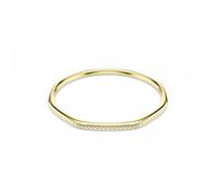 Swarovski Dextera Octagon Bangle Bracelet, Clear Round-Cut Crystals in a Gold-Tone Finished Setting, Size M, Part of the Dextera Collection