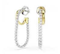 Swarovski Jewellery Swarovski Hyperbola Round Cut Crystal Two Tone Hoop Drop Earrings 3.3 x 5.5 x 1.5cm