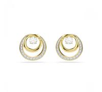 Swarovski Hyperbola Stud Earrings, Round Cut, White, Gold-Tone Plated