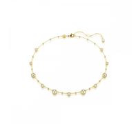 Swarovski Imber necklace, Round cut, Scattered design, White, Gold-tone plated