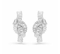 Swarovski Matrix Pierced Earrings, White, Rhodium plated