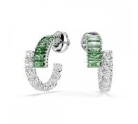 Swarovski Matrix Pierced Earrings, Green, Rhodium plated