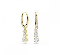 Swarovski Jewellery Swarovski Stilla Attract Round Cut Crystal Gold Tone Hoop Drop Earrings 2.7 x 0.5cm