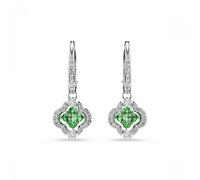 Swarovski Jewellery Swarovski Una Angelic Mixed Cuts Green Clover Drop Earrings 2.7 x 1.1cm