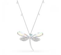 Ariana Grande x Swarovski pendant and brooch, Crystal pearl, Mixed cuts, Dragonfly, White, Rhodium plated