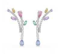 Ariana Grande x Swarovski drop earrings, Mixed cuts, Multicoloured, Rhodium plated