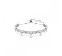 Swarovski Ariana Grande x bracelet, Crystal pearl, Round cut, White, Rhodium plated