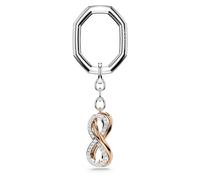 Key ring, Infinity, White, Mixed metal finish