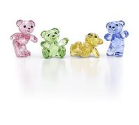 Swarovski Kris Bear 30th Anniversary Figurine Set, 4 Small Bears in Pink, Green, Yellow and Blue Crystal, Part of The Kris Bear Collection