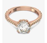 Swarovski Constella Cocktail Ring, White Princess Cut and Pavé Crystals in a Rose Gold Tone Plated Setting, from the Constella Collection, Size 55