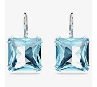 Swarovski Ladies Millenia Blue Square Cut Dropper Earrings 5619472 In Silver Silver