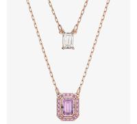 Swarovski Millenia layered necklace, Octagon cut, Rose gold-tone plated