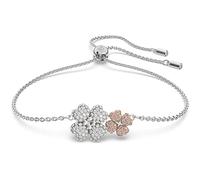 Swarovski Latisha Adjustable Floral Bracelet, White and Pink Crystals, Rhodium Plated from the Latisha Collection