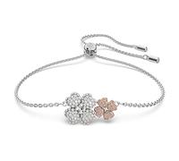 Swarovski Latisha Adjustable Floral Bracelet, White and Pink Crystals, Rhodium Plated from the Latisha Collection