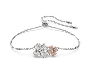 Swarovski Latisha Adjustable Floral Bracelet, White and Pink Crystals, Rhodium Plated from the Latisha Collection