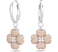 Swarovski Latisha Floral Hoop Earrings, White and Pink Crystals, Rhodium Plated