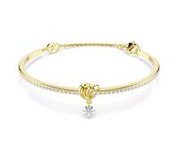 Lifelong bangle, Round cut, Heart, White, Gold-tone plated