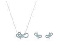 Swarovski Lifelong Bow Necklace and Earring Set with Bow Motif in Rhodium-Finished Settings, Part of the Lifelong Bow Collection