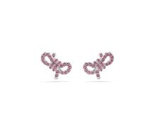 Swarovski Lifelong Bow Stud Earrings, Pink Crystal Pavé with Bow Motif in a Rhodium-Finished Setting, Part of the Swarovski Lifelong Bow Collection