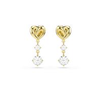 Swarovski Lifelong Drop Earrings, Round Cut, Heart, White, Gold-Tone Plated